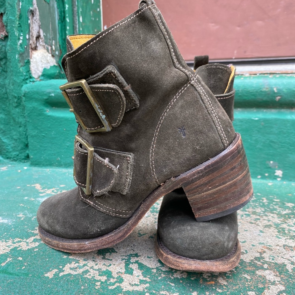 Olive Green Frye Moto Boots